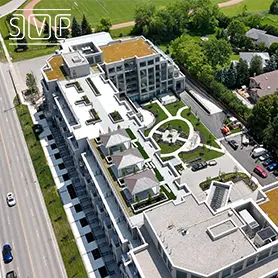 Green roof property showcase drone videography Toronto — commercial aerial footage GTA